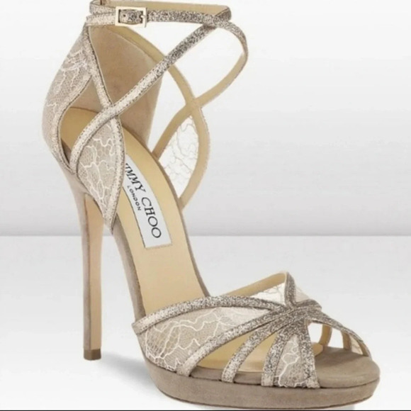 Jimmy Choo Ivory Lace Fayme Wedding Heel 38 - Picture 2 of 11